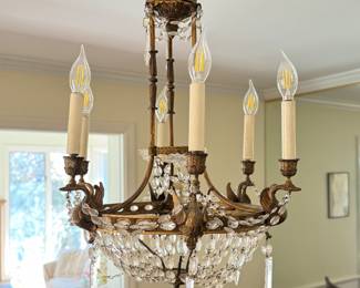 Brass & Crystal Chandelier.