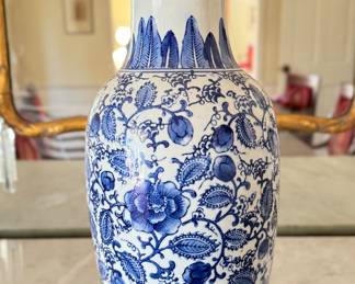 Asian Chinoiserie Vase. Measures 18" H & 8" D at Widest. Photo 1 of 3.