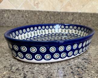 Polish Pottery Vegetable Dish. Photo 2 of 3.