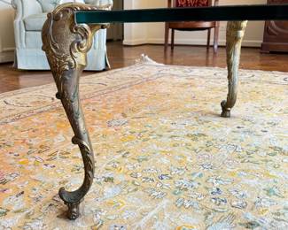 Vintage P. E. Guerin Louis XV Floating Glass Coffee Table. Measures 36" x 36" x 16" H. Measures 36" x 36" x 16" H. Photo 3 of 3.