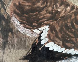 Vintage Chinese 4-Panel Screen Painting of Geese. Photo 2 of 3.