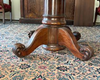 Antique Pedestal Extension Dining Table. Measures 72" As Shown With 17" Leaf. It's 52" W x 29" H with 25" Clearance and Comes With Three Additional 17" Leaves. Photo 4 of 5.