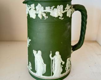 Neoclassical-Style Wedgwood Jasperware Green Pitcher. Photo 1 of 2.