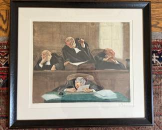 Gaston Hoffmann (French, 1883-1960) Satirical Courtroom Scenes. Signed and Numbered Etchings. Photo 4 of 11.