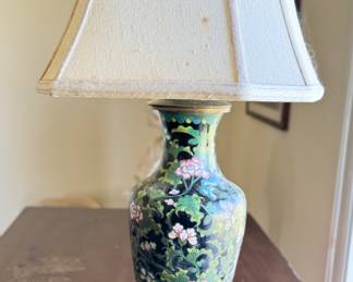 Vintage Enamel Vase Turned Table Lamp (Some Chipping of Enamel).