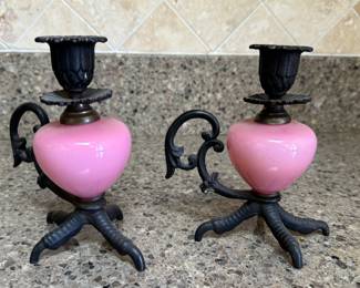 Pair of Victorian-Style Claw Foot Candleholders.