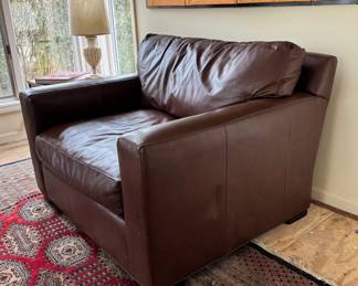Crate & Barrel Leather Club Chair. Measures 48" W x 42" D. Photo 2 of 2.