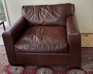 Crate & Barrel Leather Club Chair. Measures 48" W x 42" D. Photo 1 of 2.