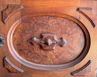 Vintage Leather Top Drop-Front Secretary / Book Case. Measures 44" W x 20" D x 95" H With Victorian / Art Deco Touches. Photo 3 of 3.