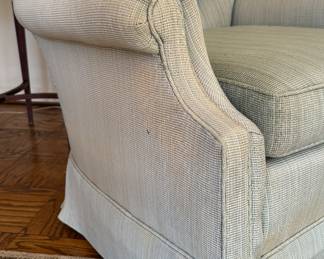 Pair of Vintage Baker Furniture Skirted Club Chairs with Down Filled Cushions. Each Measures 32" W x 34" D. Photo 3 of 3.