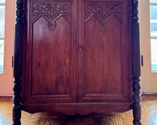 Antique Gothic Revival Small Cabinet. Measures 43” W x 21.5” D x 48” H. Photo 1 of 4.