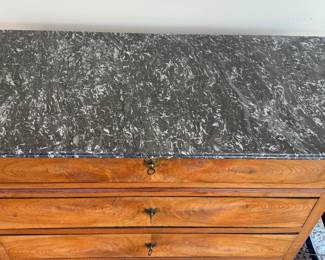 Antique Four-Drawer Chest of Drawers with Marble Top. Measures 48" x 22" D x 40" H. Photo 2 of 4.