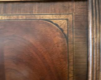 Antique Flame Mahogany King Sleigh Bed with Satinwood Banding & Inlay. Photo 2 of 3.