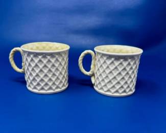 Belleek pair of mugs diamond pattern second mark