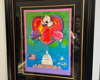 Peter Max - Katrina Relief - mixed media w/ acrylic