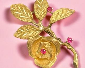 14K Gold FJG 969 Signed Brooch
