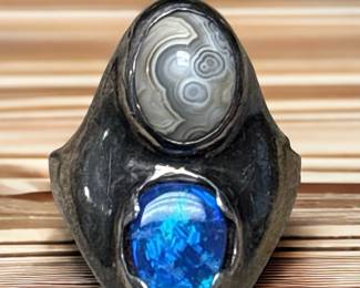 Unique Silver Natural Stone Ring