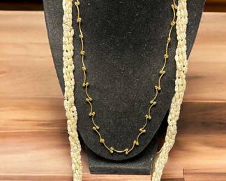 Pearl Strand Complementing Faux Gold Necklace