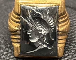 1940 10kt Gold Hematite Intaglio Ring