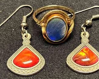 9CI Stamped Ring Complementing Earrings