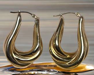 14K JIL Stamped Hoop Earrings