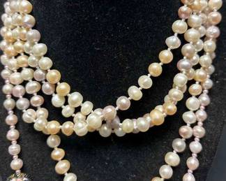 Baroque Pearl Rope Strand Necklace