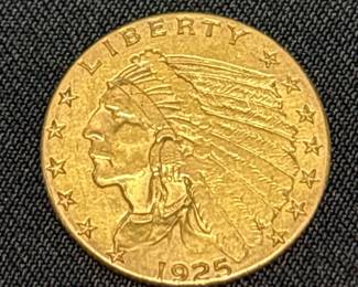 1925D US Indian Head $2.5 Dollar Gold Coin