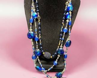 Necklaces, Bracelets Earrings In Deep Blues