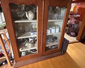 Antique oak curio cabinet