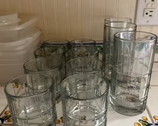 Anchor Hocking Manchester Tartan Clear glass set