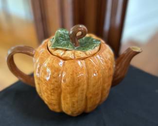Vintage hand painted ceramic pumpkin teapot