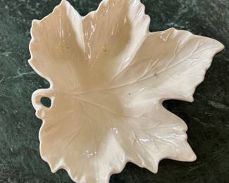 Vintage white ceramic leaf trinket dish
