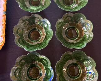 Vintage green depression glass berry bowls