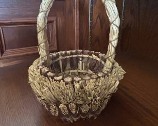 corn cob and wicker basket