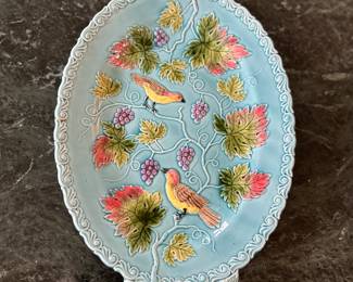 Vintage Majolica Art Pottery Oval Platter from Germany