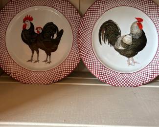 Vintage Haldon Group Devonshire Standing White Hen and Black Rooster Plates