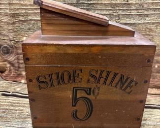 Wood shoe shine kit box