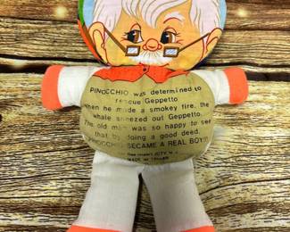 Vintage 1979 Jan Dee plush story time doll book, Pinocchio/Snow white