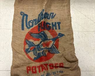 50 LB burlap sack, northern flight potatoes