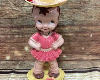 vintage 1940s celluloid Mexican girl wind up doll with spinning sombrero