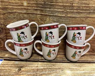 6- Longaberger snowmen mugs