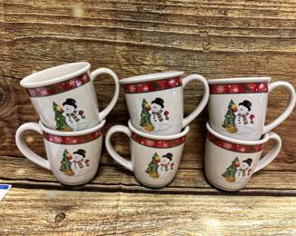 6- Longaberger Snowman mugs