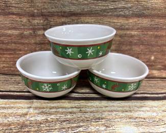3- Longaberger snowflake bowls