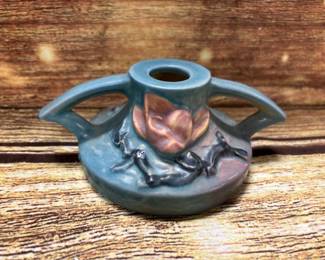 1940s Roseville pottery, magnolia candleholder, 1156 2 1/2â