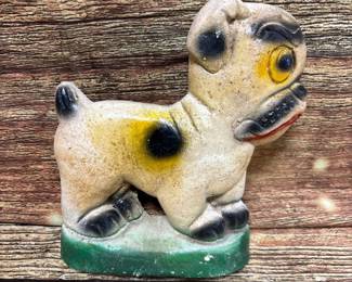Vintage carnival chalkware bulldog plaque
