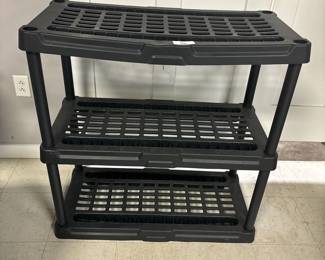 Plastic shelving, 3 tiered, 34x36