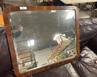 Vintage wood framed wall hang large mirror, 37.5x31