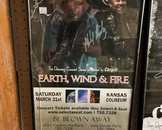 Autographed Earth, Wind & Fire signed concert poster. Glass broken 