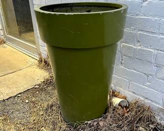 2 large green outdoor planters
