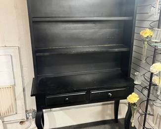 Black desk with hutch